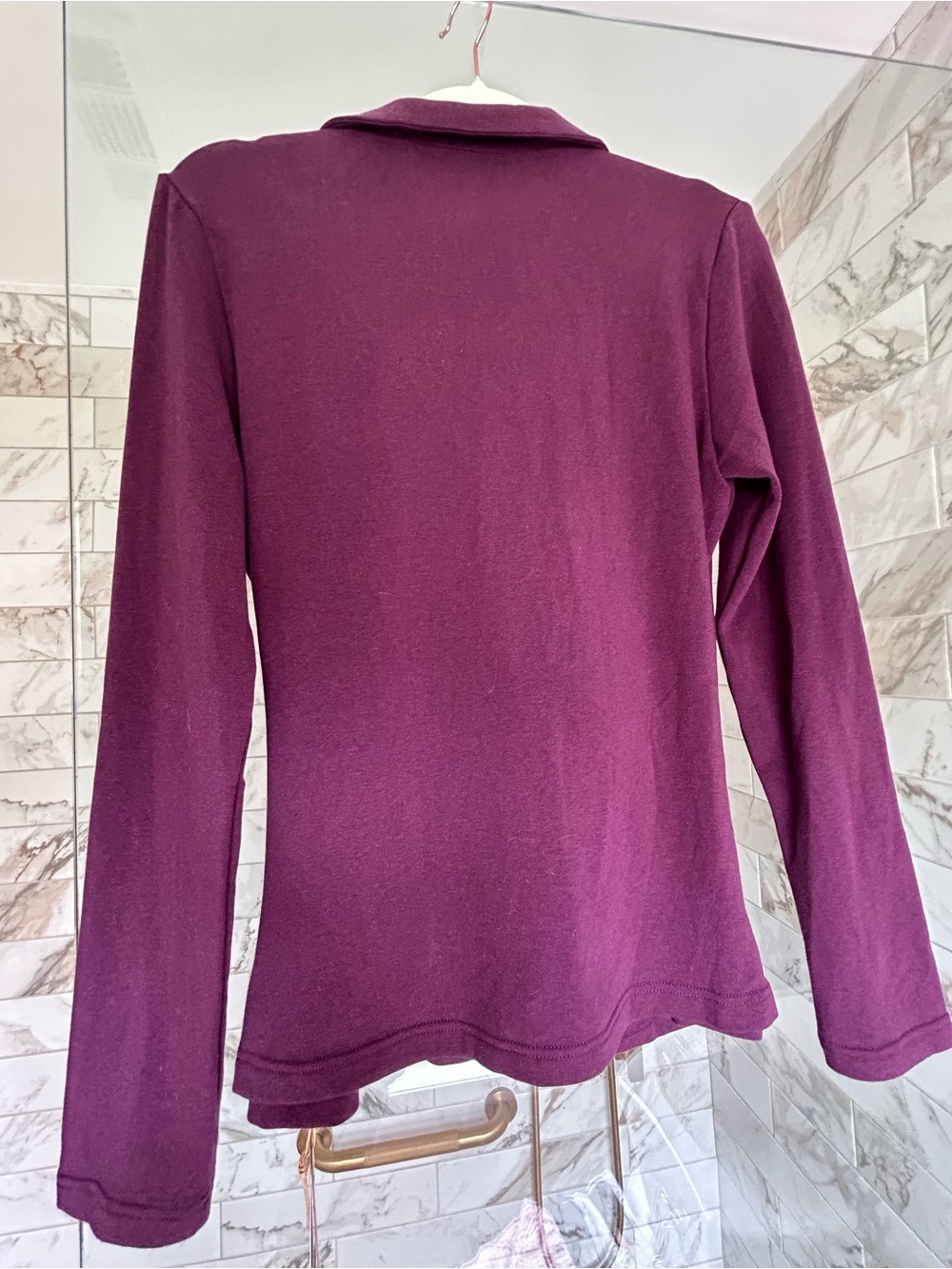 Slim Fit Purple Wrap V-Neck Sweater - Picture 6 of 6